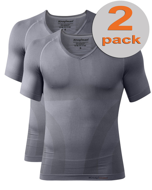 TWOPACK | Knap'man Compression Shirt 2.0 V-neck Grey